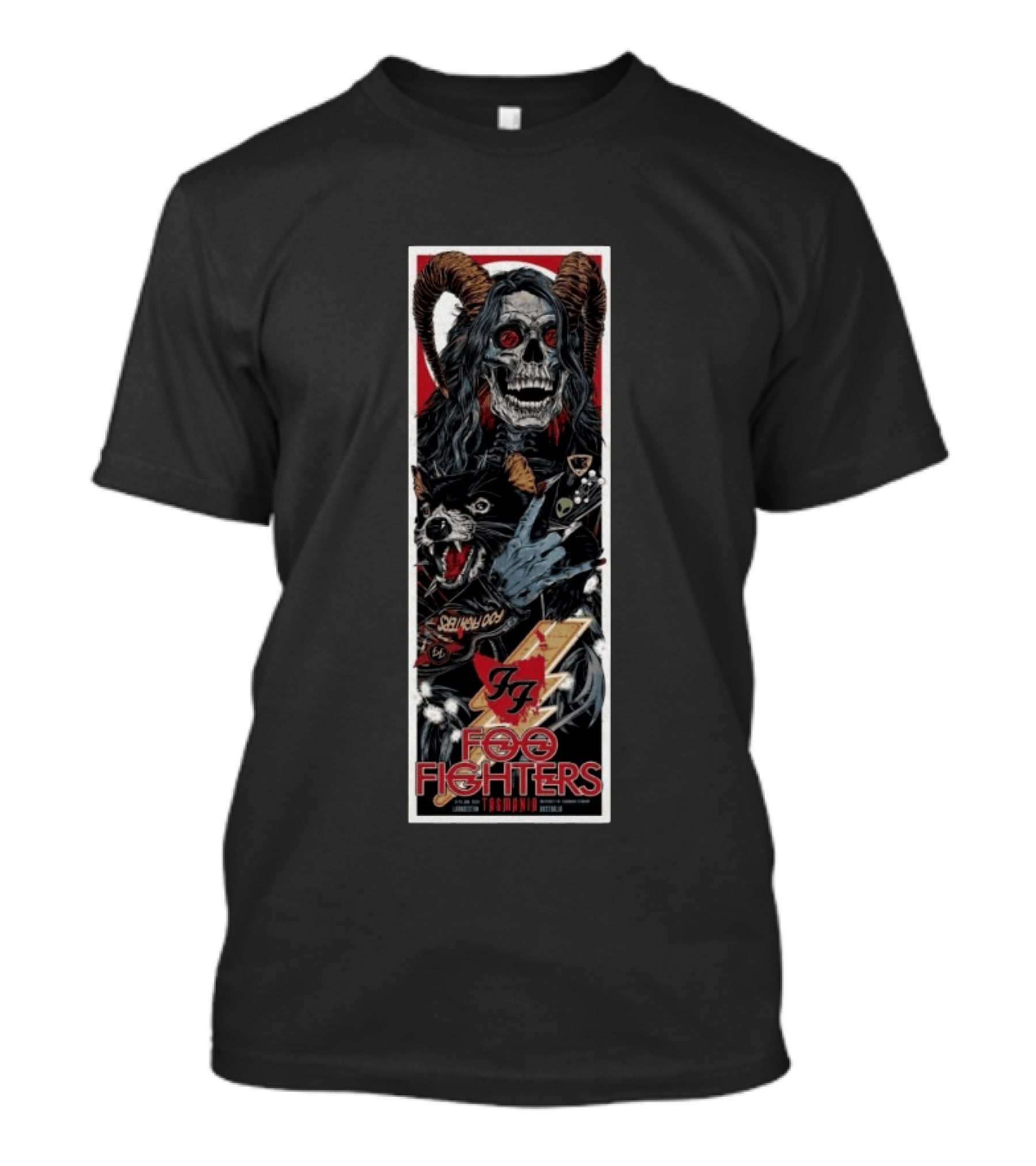 Foo Fighters Take Cover Tour 2026 Launceston Tasmania Skull Demon And Wolf T-Shirt