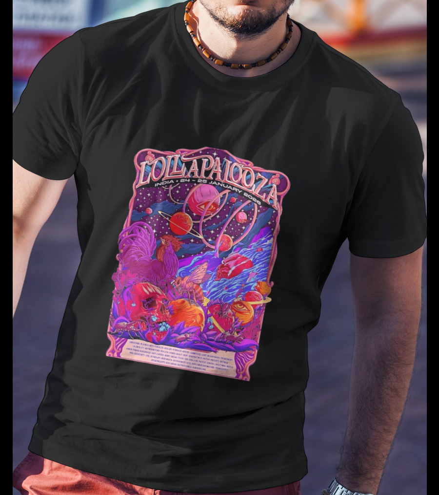 Lollapalooza India 2026 January 24 25 Planetary Cosmic Wildlife Perry Farrell X Aaquib Wani T-Shirt