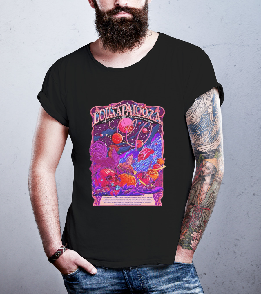 Lollapalooza India 2026 January 24 25 Planetary Cosmic Wildlife Perry Farrell X Aaquib Wani T-Shirt