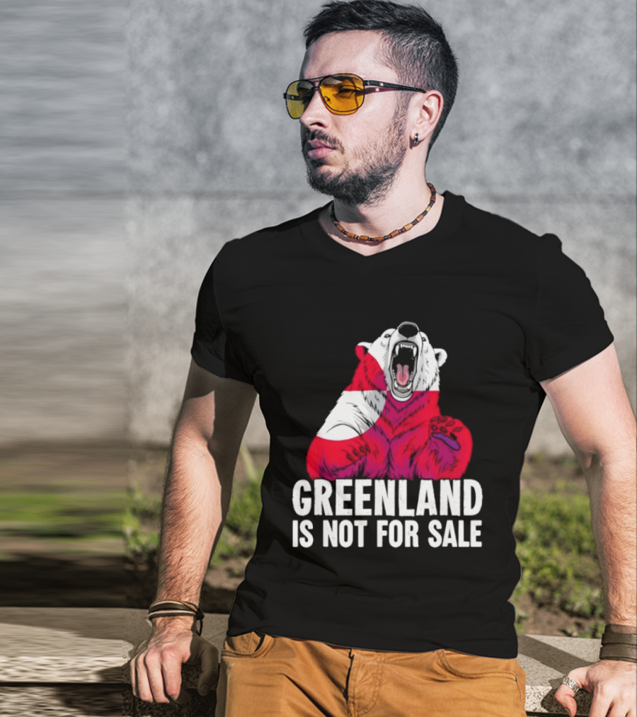 Greenland Is Not For Sale Bear With Greenland Flag T-Shirt