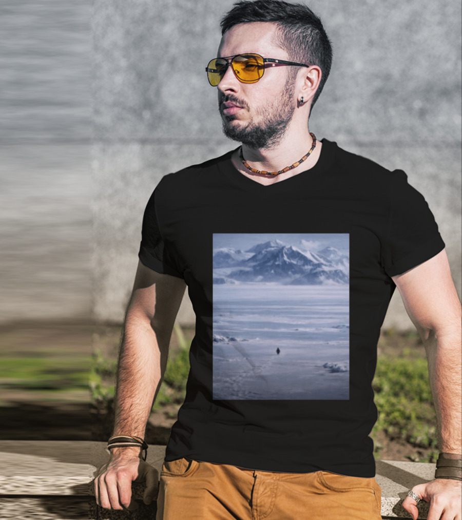 The Nihilist Penguin In Snowy Mountain Landscape T-Shirt