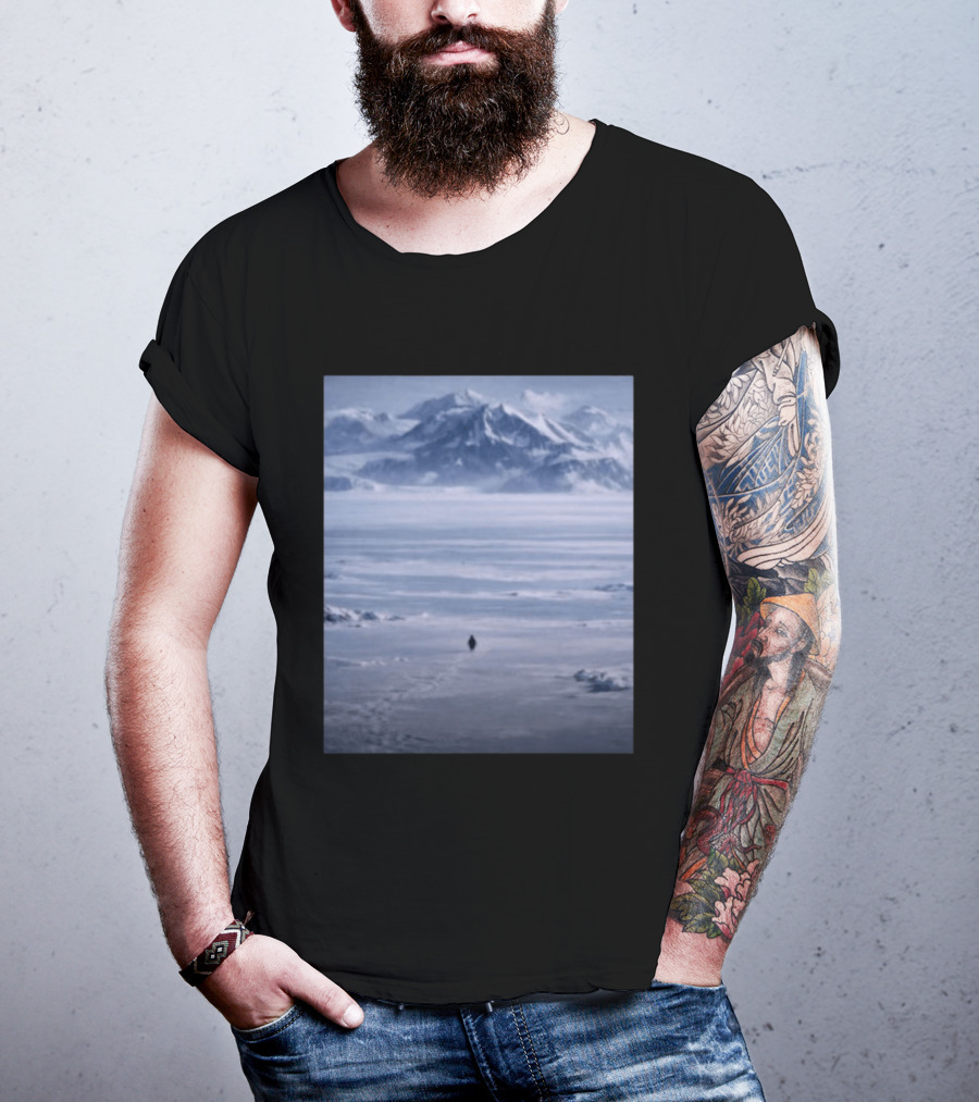 The Nihilist Penguin In Snowy Mountain Landscape T-Shirt