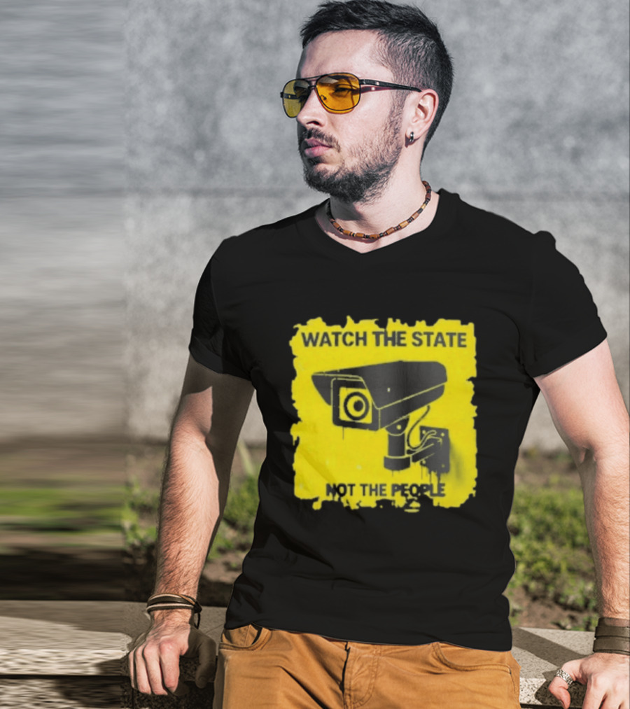 THE STATE NOT THE PEOPLE Yellow Surveillance Camera T-Shirt