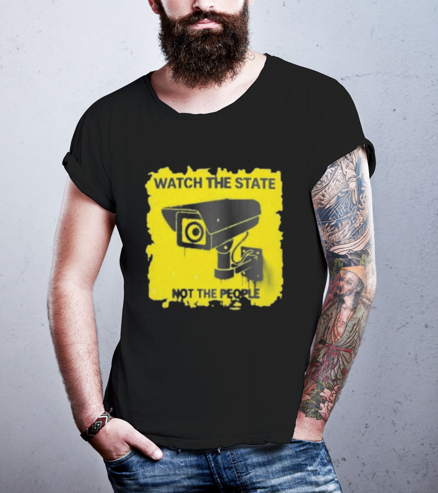 THE STATE NOT THE PEOPLE Yellow Surveillance Camera T-Shirt