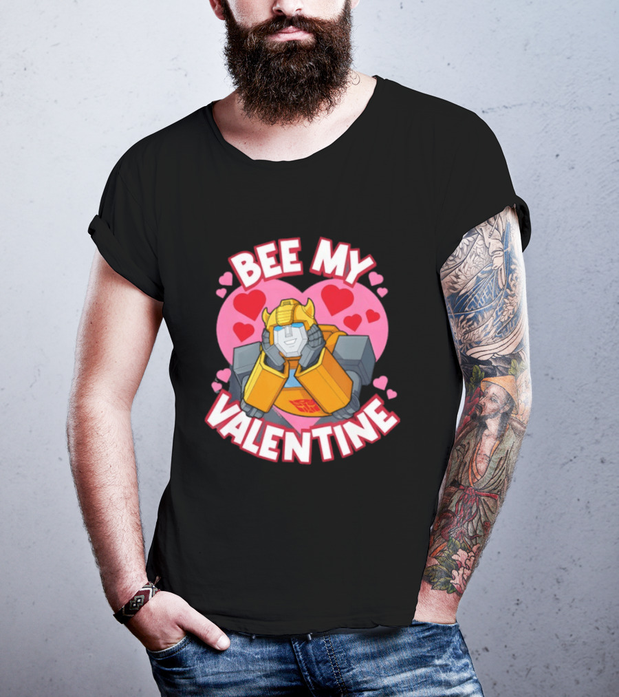 BEE MY VALENTINE Transformers Bumblebee Valentine's Day Hearts T-Shirt