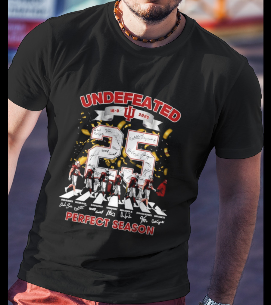 Undefeated 2025 Indiana Hoosiers Perfect Season Abbey Road 16 0 Signatures T-Shirt