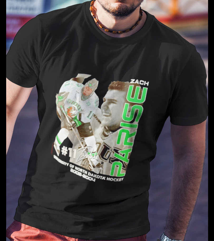 Zach Parise University Of North Dakota Hockey 2002 2004 Sioux #11 T-Shirt