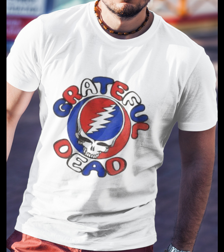 Grateful Dead Steal Your Face Skull Red Blue Bolt T-Shirt