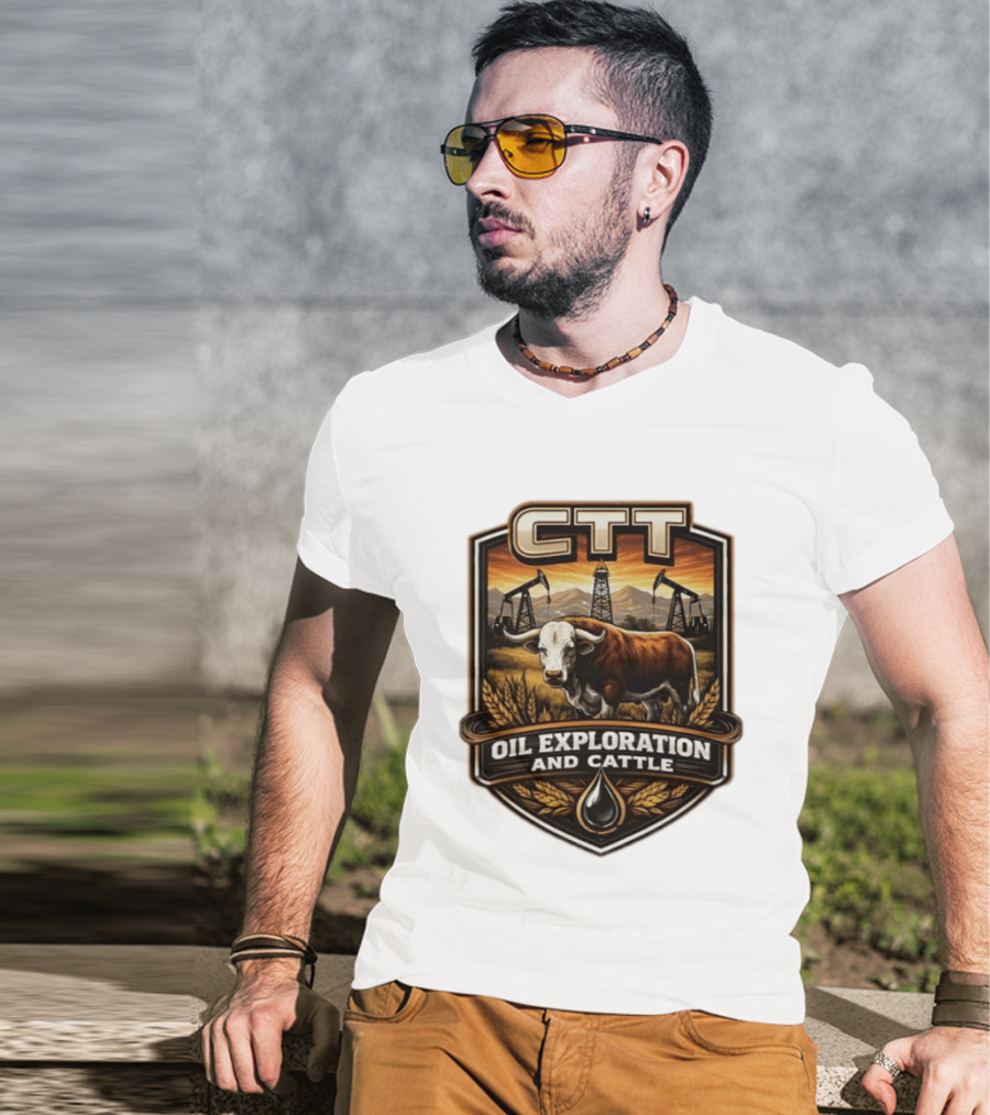 CTT Oil Exploration And Cattle Pumpjack Bull T-Shirt