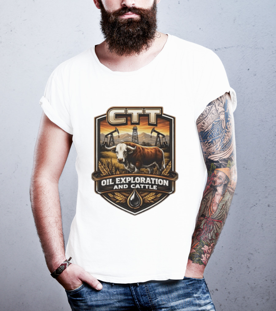 CTT Oil Exploration And Cattle Pumpjack Bull T-Shirt