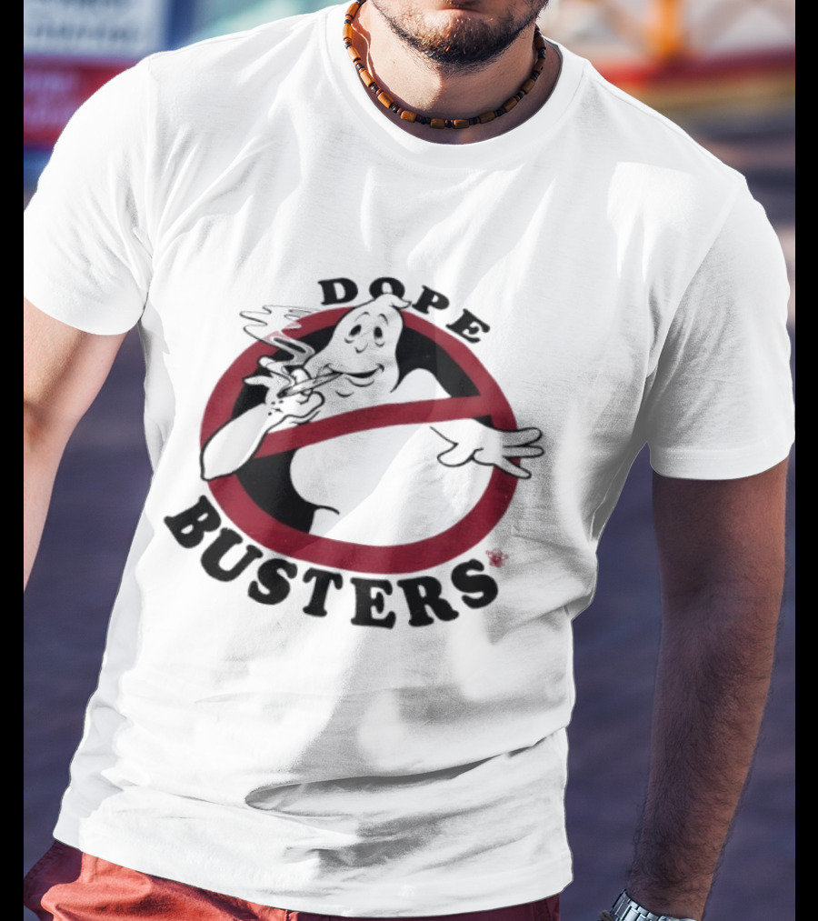 Ghostbusters Dope Busters Smoking Ghost Red Circle T-Shirt