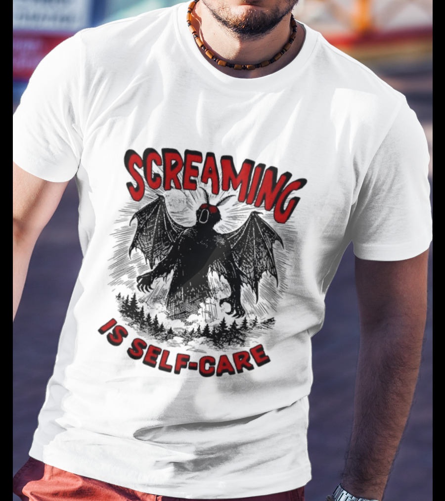 Screaming Is Self Care Mothman Meme T-Shirt