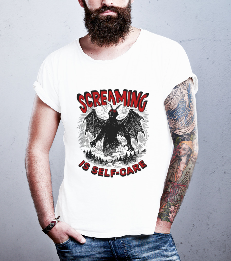 Screaming Is Self Care Mothman Meme T-Shirt