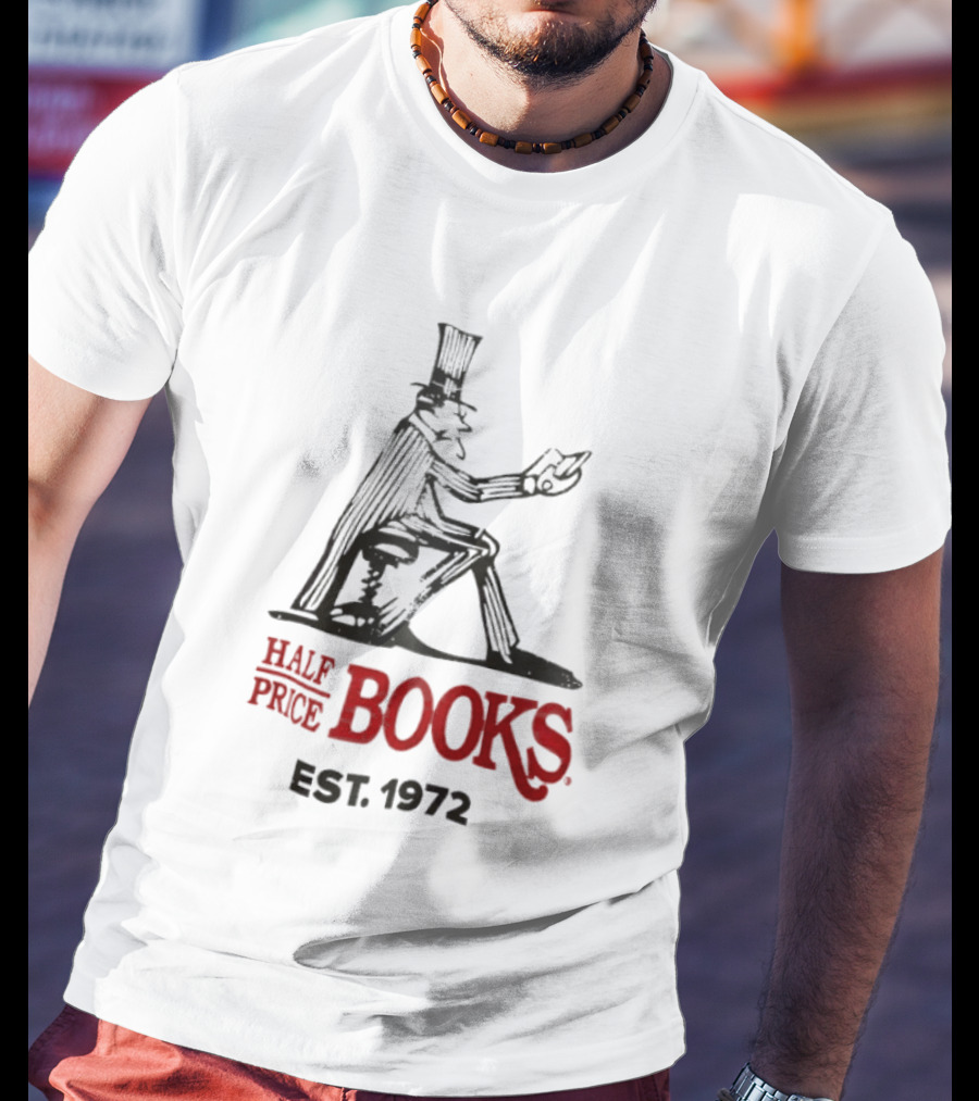 Half Price Books Est 1972 Vintage Gentleman Reading T-Shirt