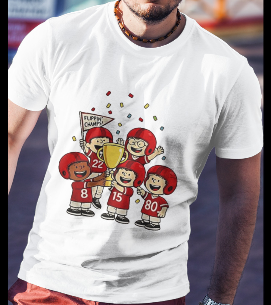 Peanuts Flippin' Champs Football Team Celebration With Trophy T-Shirt