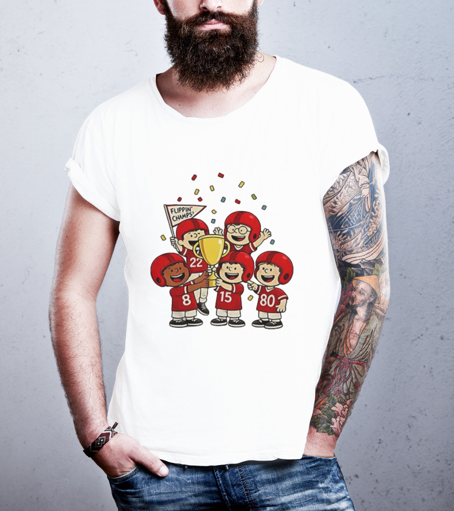 Peanuts Flippin' Champs Football Team Celebration With Trophy T-Shirt