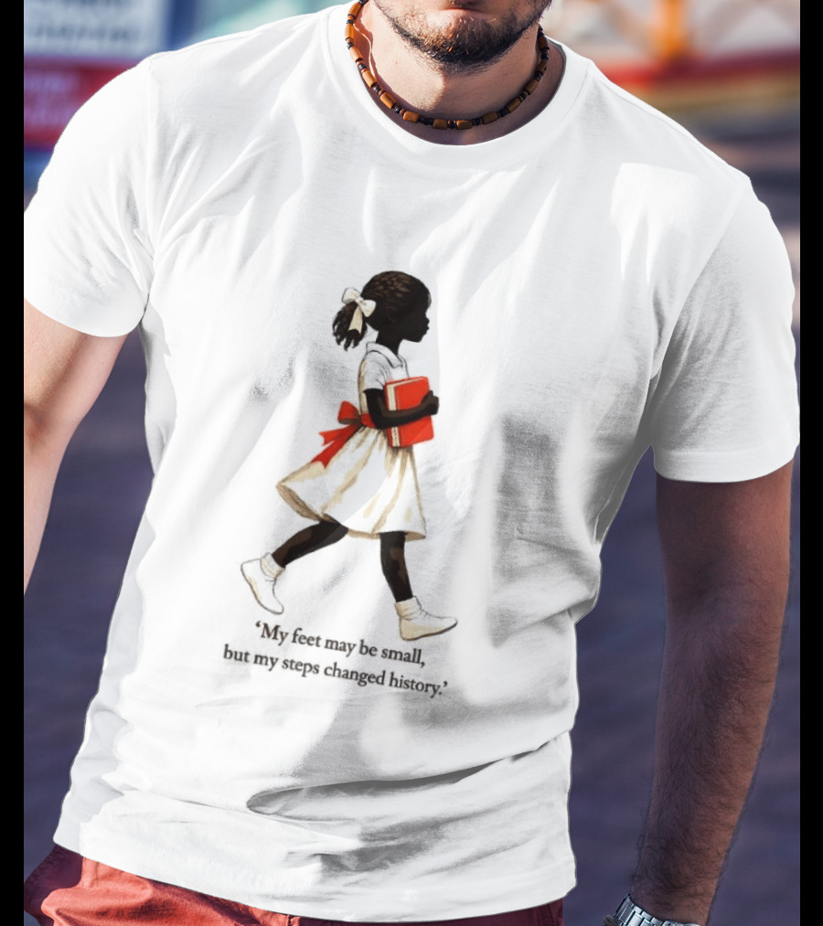 My Feet May Be Small But My Steps Changed History Young Black Girl Carrying Book T-Shirt