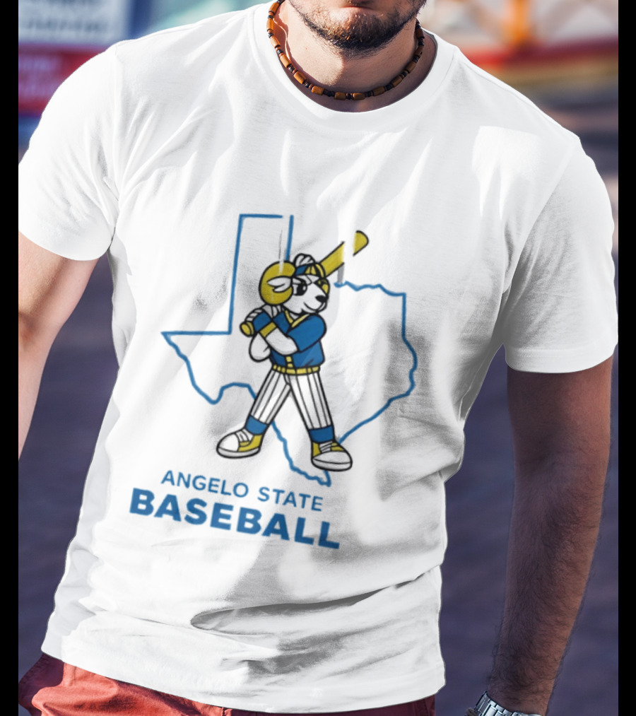 Texas Outline Angelo State Baseball Batter T-Shirt