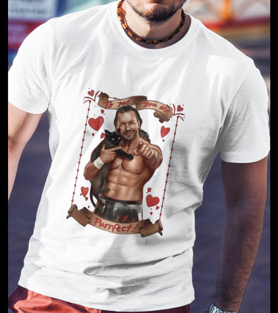 To Me You Are Purrfect Kenny Omega With Black Cat And Hearts T-Shirt