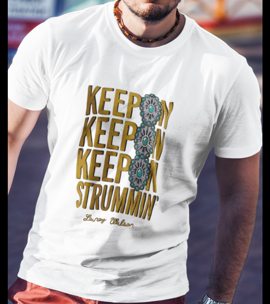 Lainey Wilson Keep On Strummin Turquoise Concho Western T-Shirt