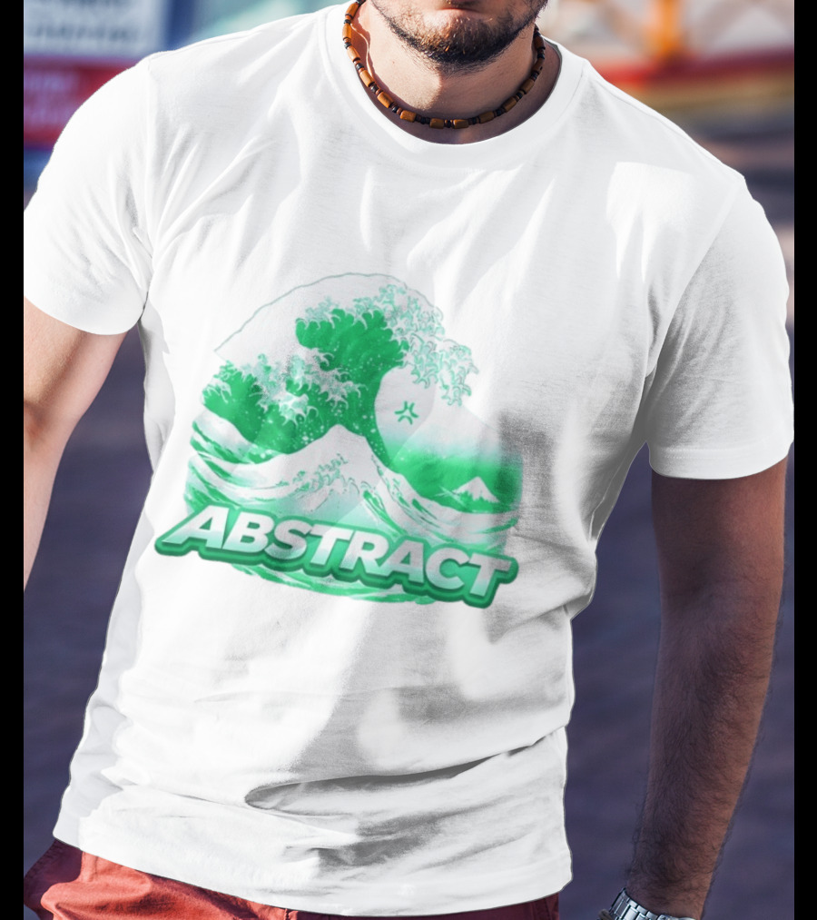 Abstract Green Wave Japanese Art Style Ocean Scene T-Shirt