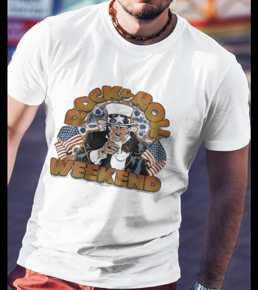 Rock And Roll Weekend Uncle Sam Ozzy Osbourne Tribute With American Flags T-Shirt