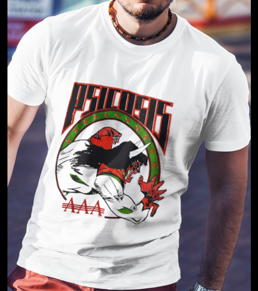 Psicosis AAA Wrestling Promotion Luchador Mask Art Comic T-Shirt