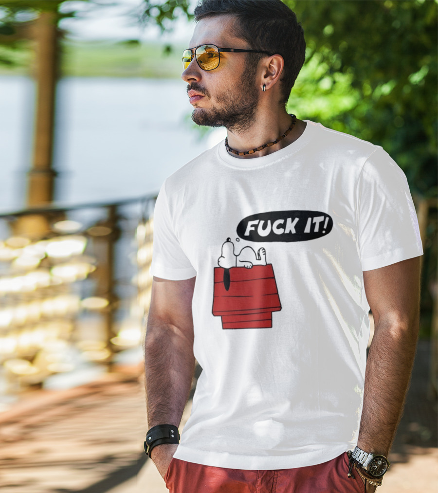 Snoopy Fuck It Relaxing On Doghouse Peanuts Humor T-Shirt