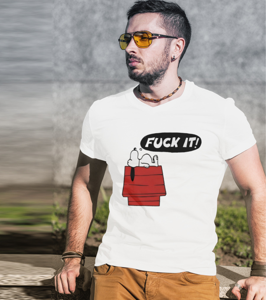 Snoopy Fuck It Relaxing On Doghouse Peanuts Humor T-Shirt