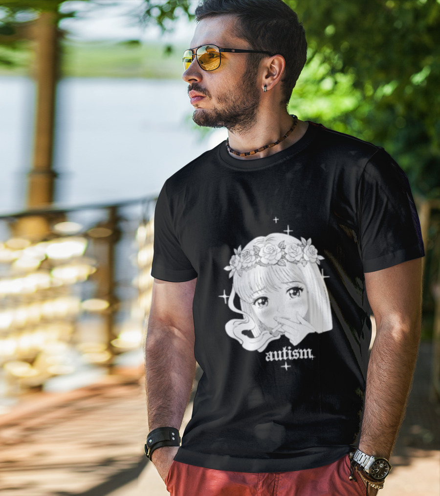 Autism Anime Girl Smoking Flower Crown Aesthetic T-Shirt