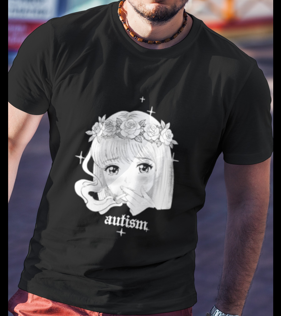 Autism Anime Girl Smoking Flower Crown Aesthetic T-Shirt