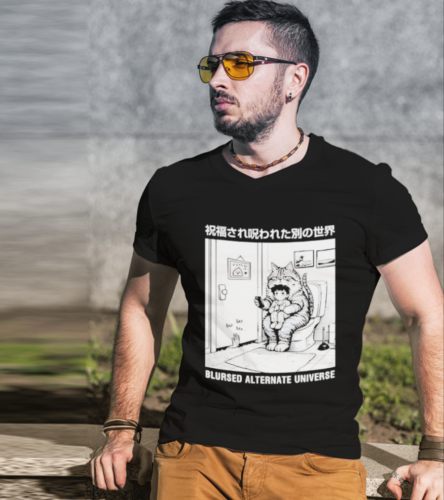 Blursed Alternate Universe Cat Lover Japanese T-Shirt