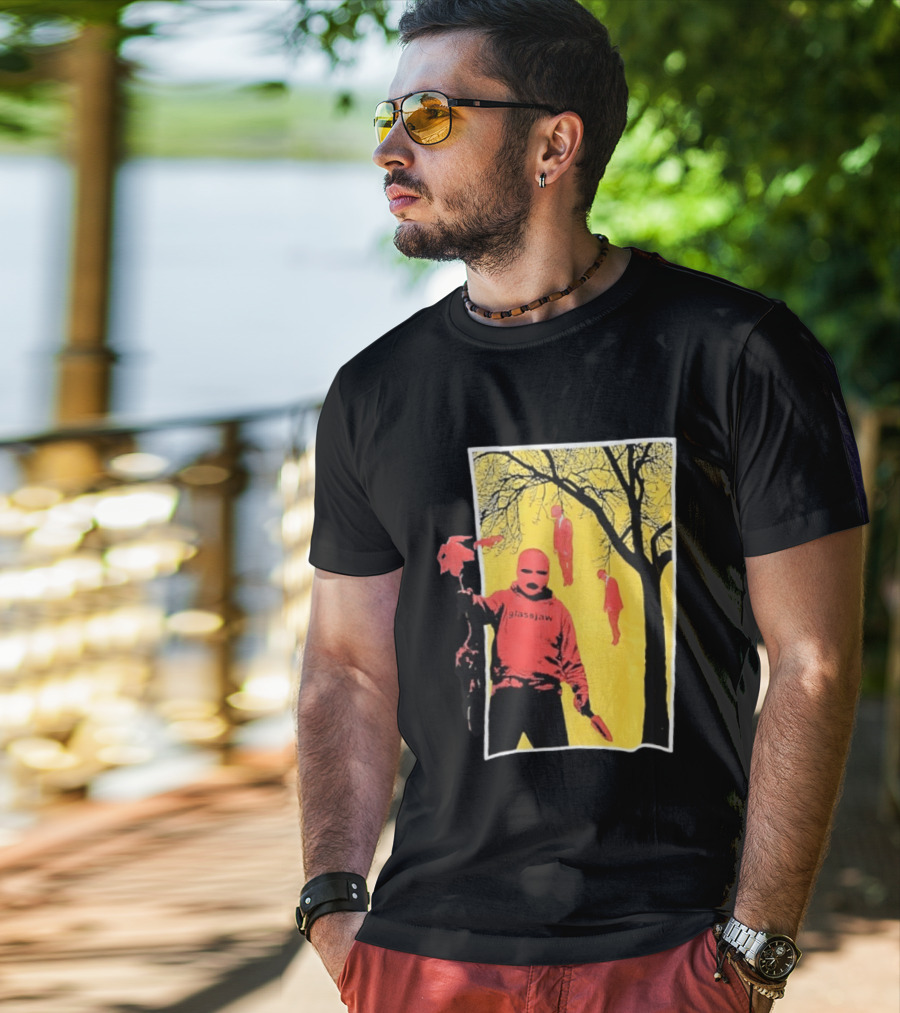 Glassjaw Save Plant A Tree Red Masked Figure With Hanging Figures And Tree T-Shirt