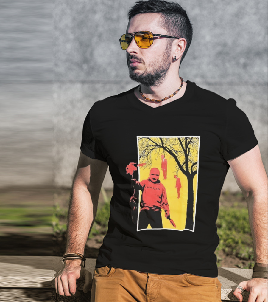 Glassjaw Save Plant A Tree Red Masked Figure With Hanging Figures And Tree T-Shirt