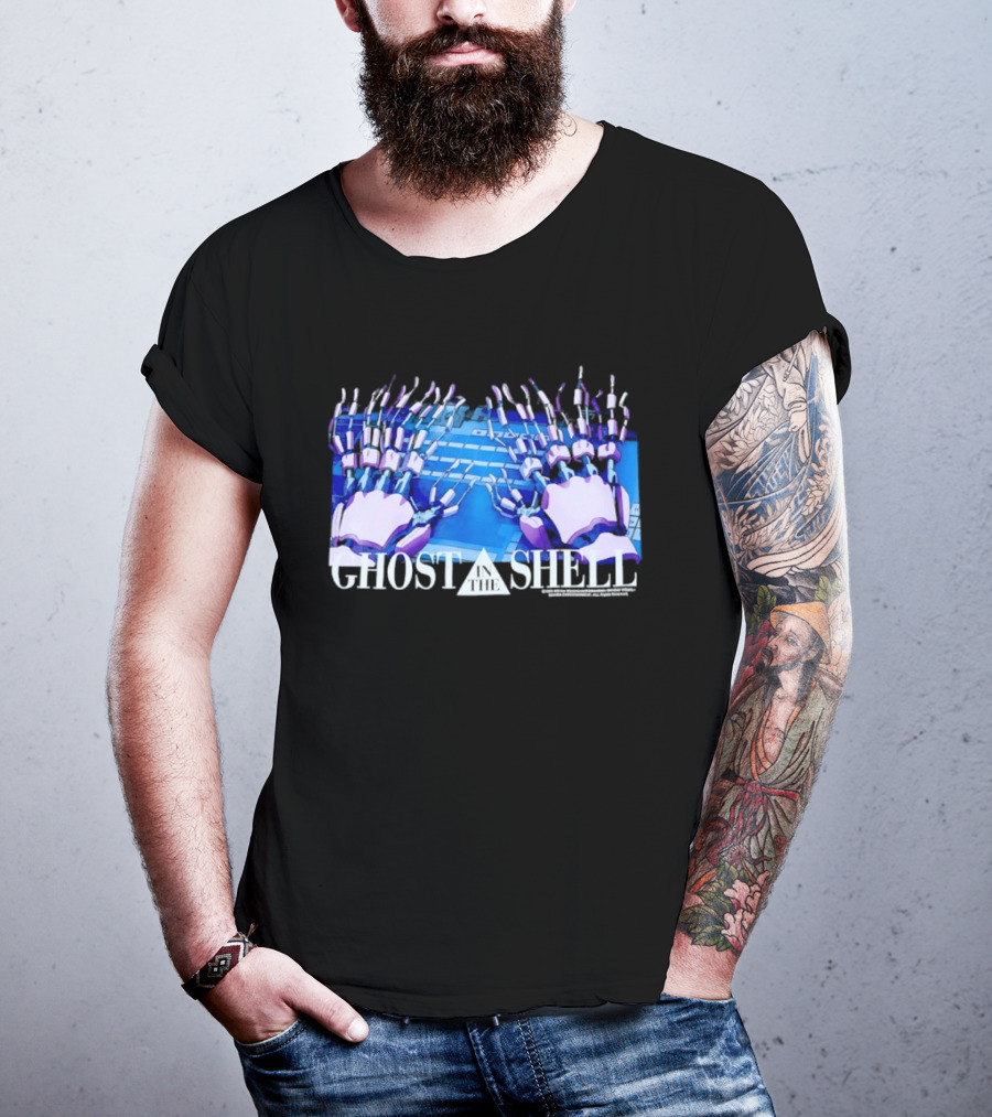 Holographic Robotic Hands Ghost In The Shell 1999 Cyber Tech T-Shirt