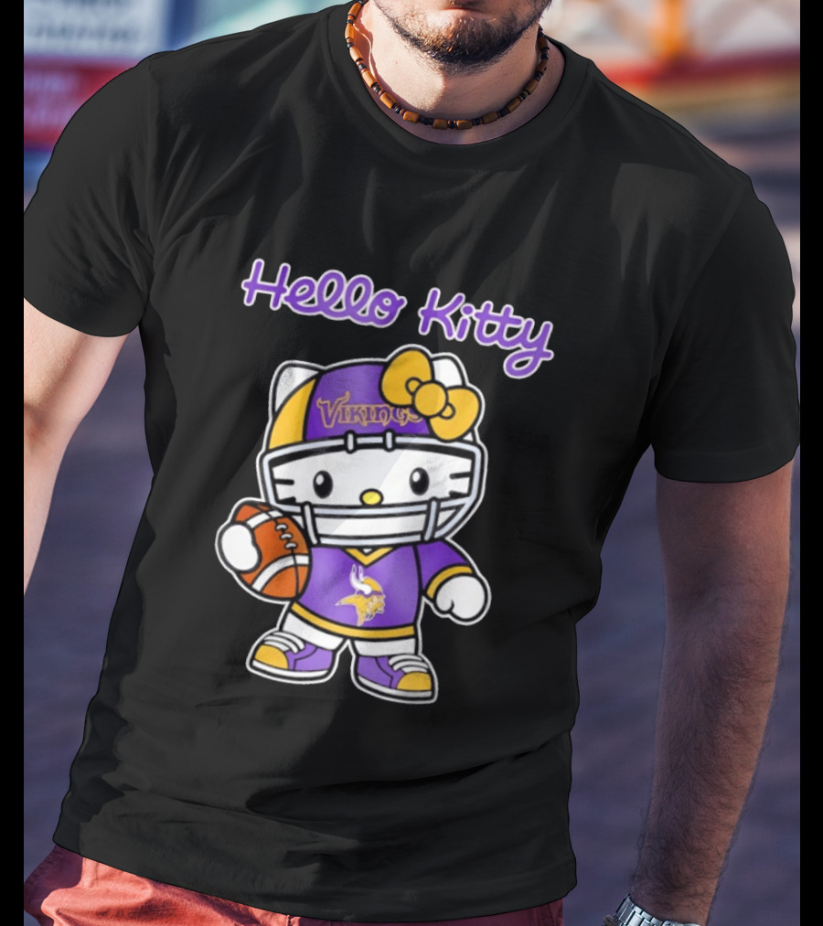 Hello Kitty Minnesota Vikings Football Fan Art Collaboration T-Shirt