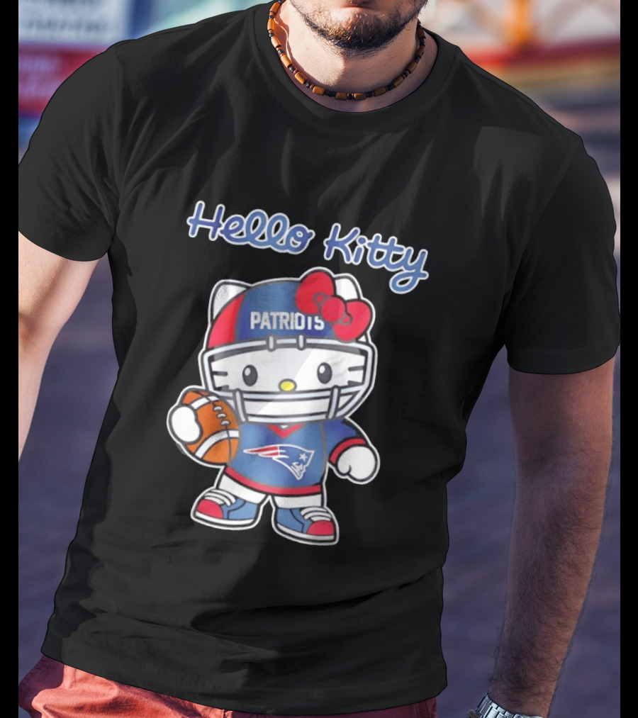 Hello Kitty Patriots Football Collaboration NFL Fan Collection T-Shirt
