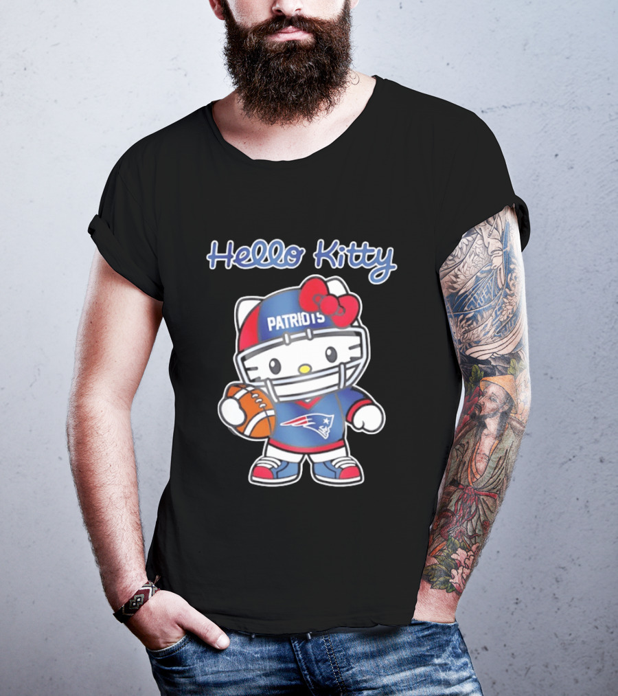 Hello Kitty Patriots Football Collaboration NFL Fan Collection T-Shirt