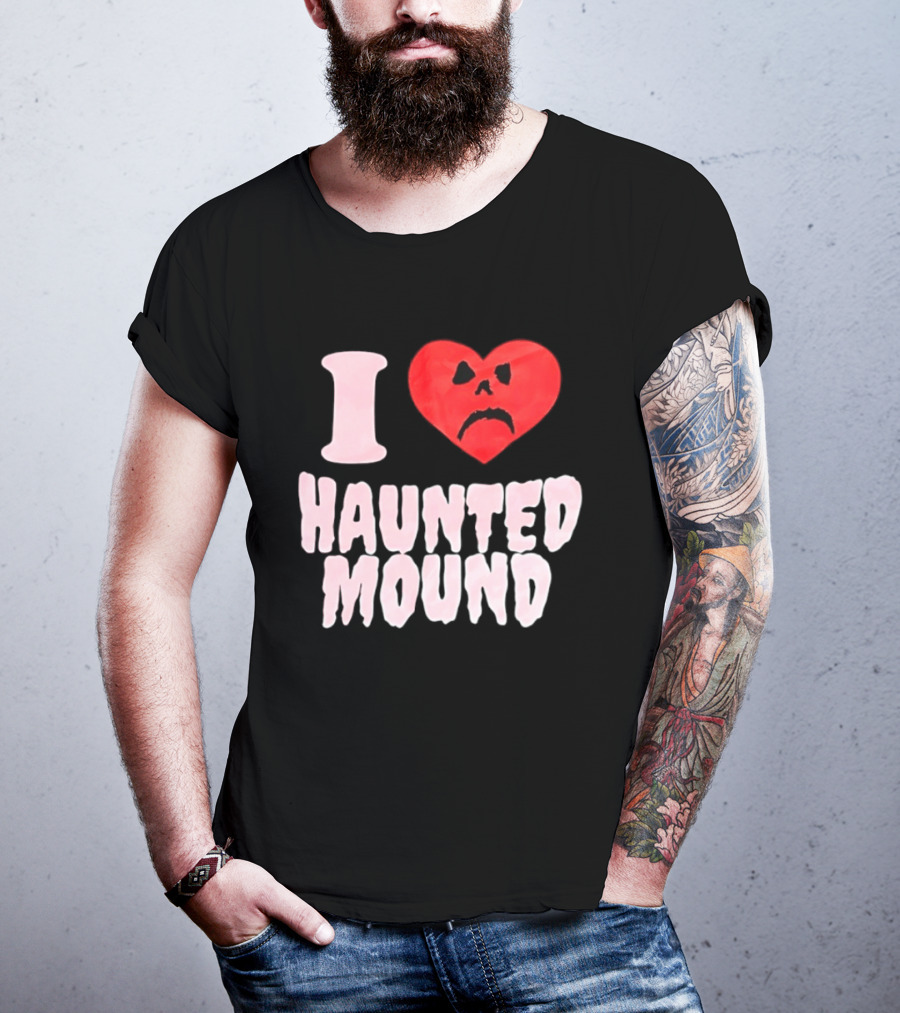 I Love Haunted Mound Heart Face T-Shirt