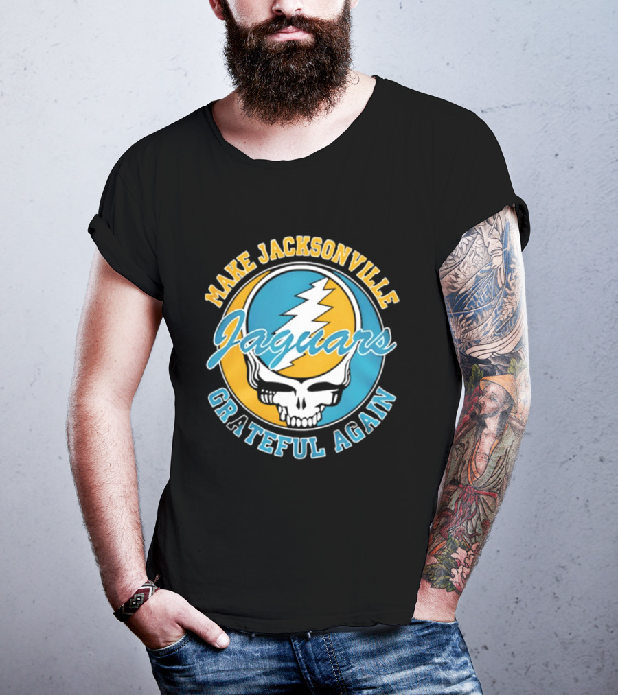 Jacksonville Jaguars Make Jacksonville Grateful Again Skulls And Lightning T-Shirt