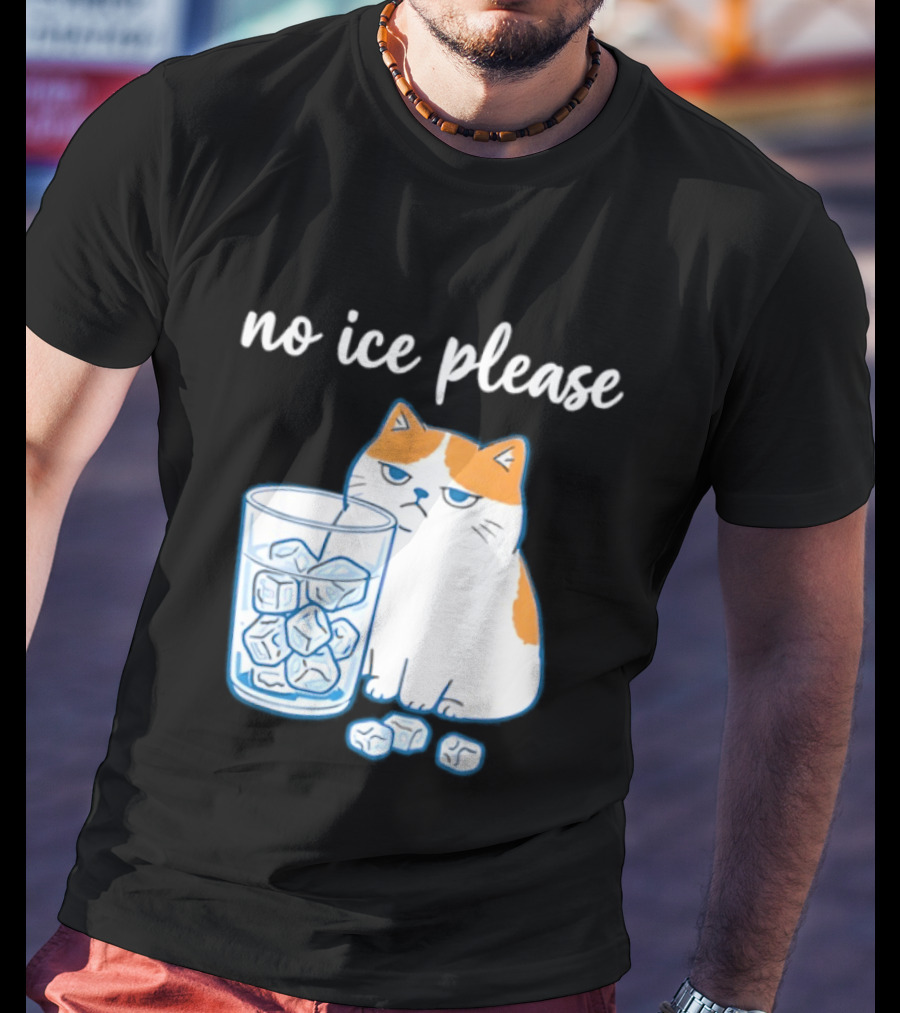 No Ice Please Cat Meme Cartoon Humor Ice Cube T-Shirt