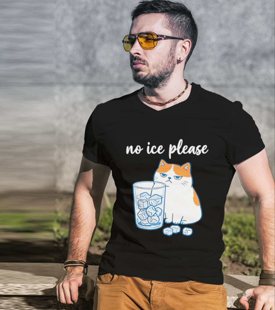 No Ice Please Cat Meme Cartoon Humor Ice Cube T-Shirt