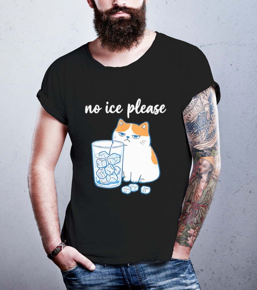 No Ice Please Cat Meme Cartoon Humor Ice Cube T-Shirt