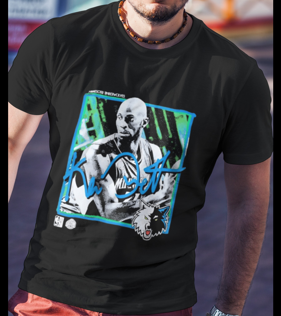 Kevin Garnett Minnesota Timberwolves NBA Basketball Icon Blue Green T-Shirt