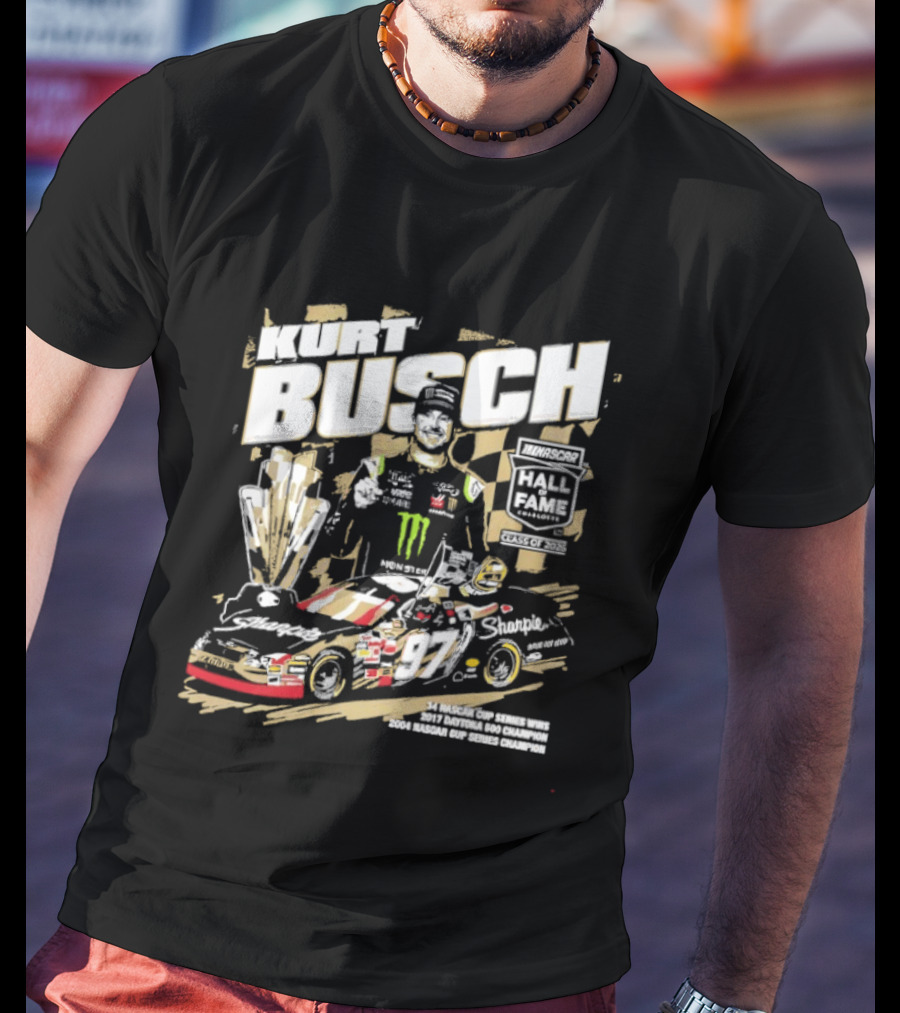 Kurt Busch 2026 NASCAR Hall Of Fame Champion Trophy Racing Legend NASCAR Cup Series T-Shirt