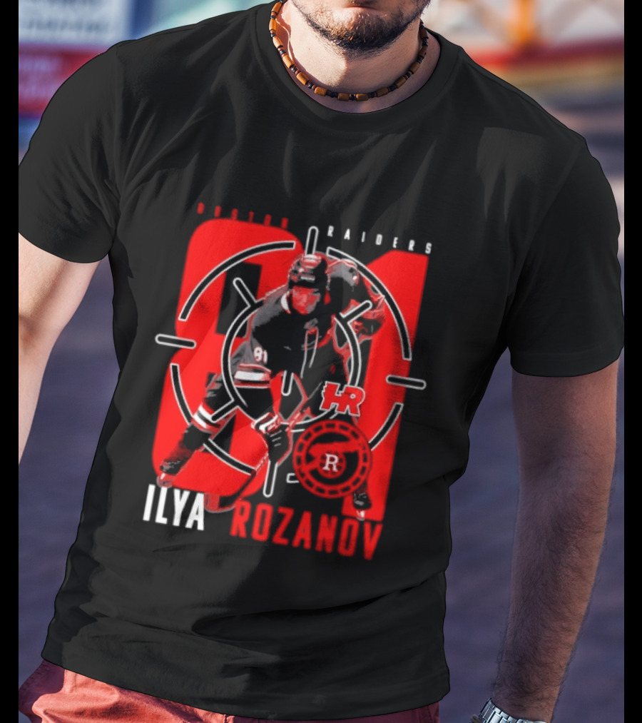 Boston Raiders Player Ilya Rozanov Hockey Target T-Shirt