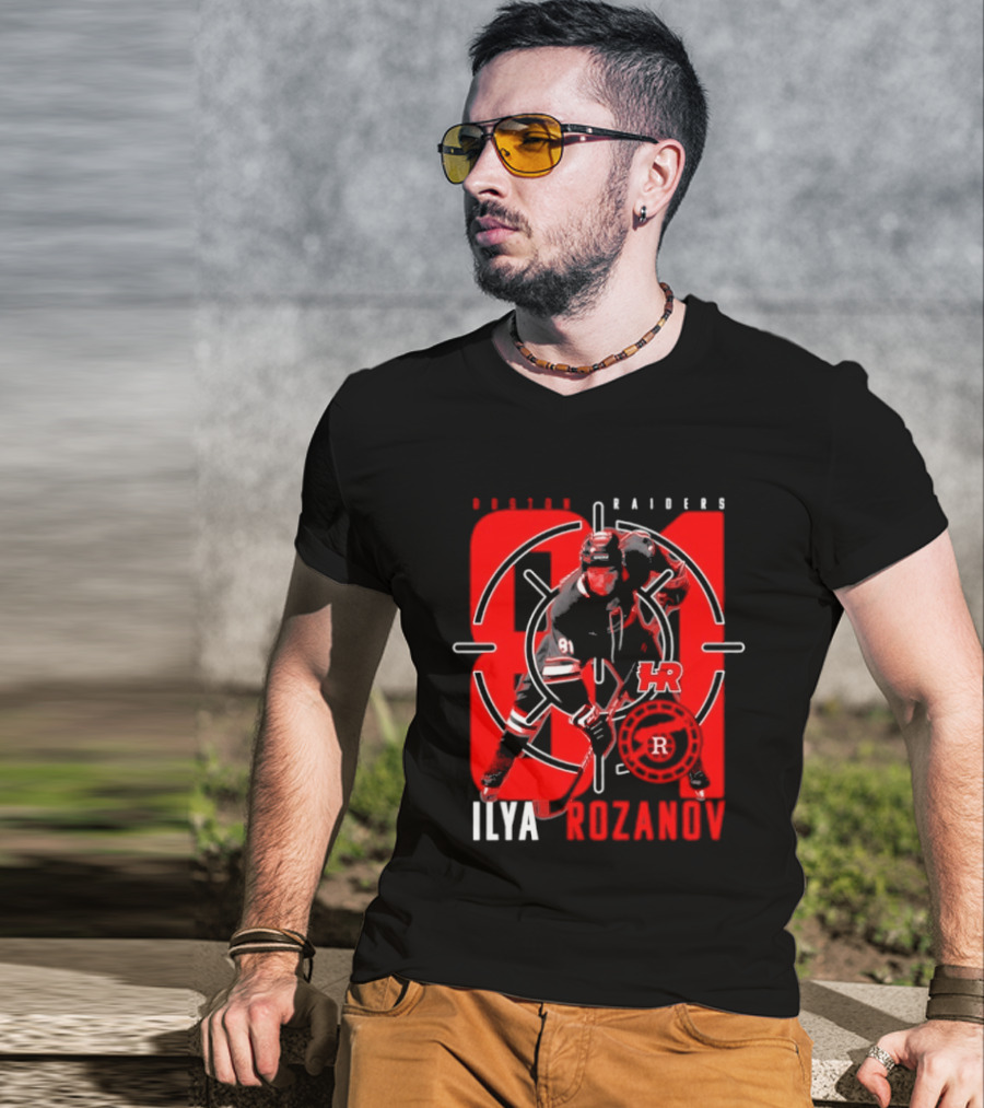 Boston Raiders Player Ilya Rozanov Hockey Target T-Shirt