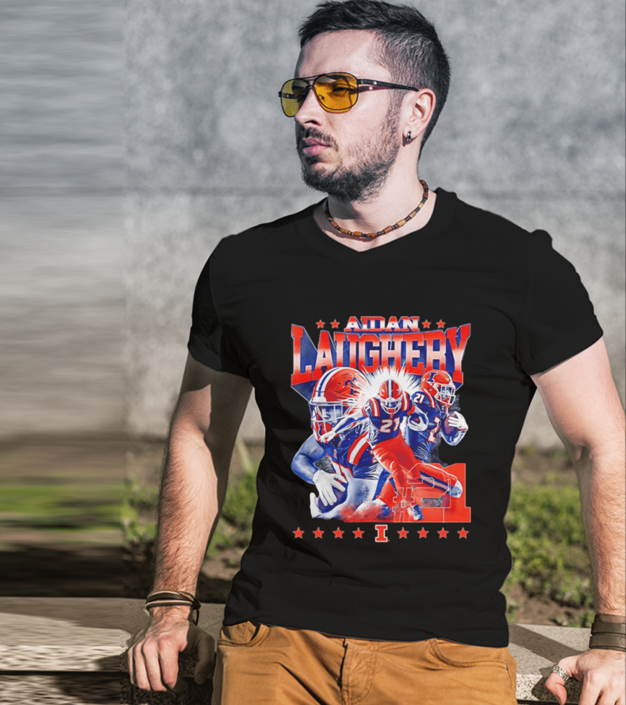 Aidan Laughery Illinois Football NCAA Player 21 Collage T-Shirt