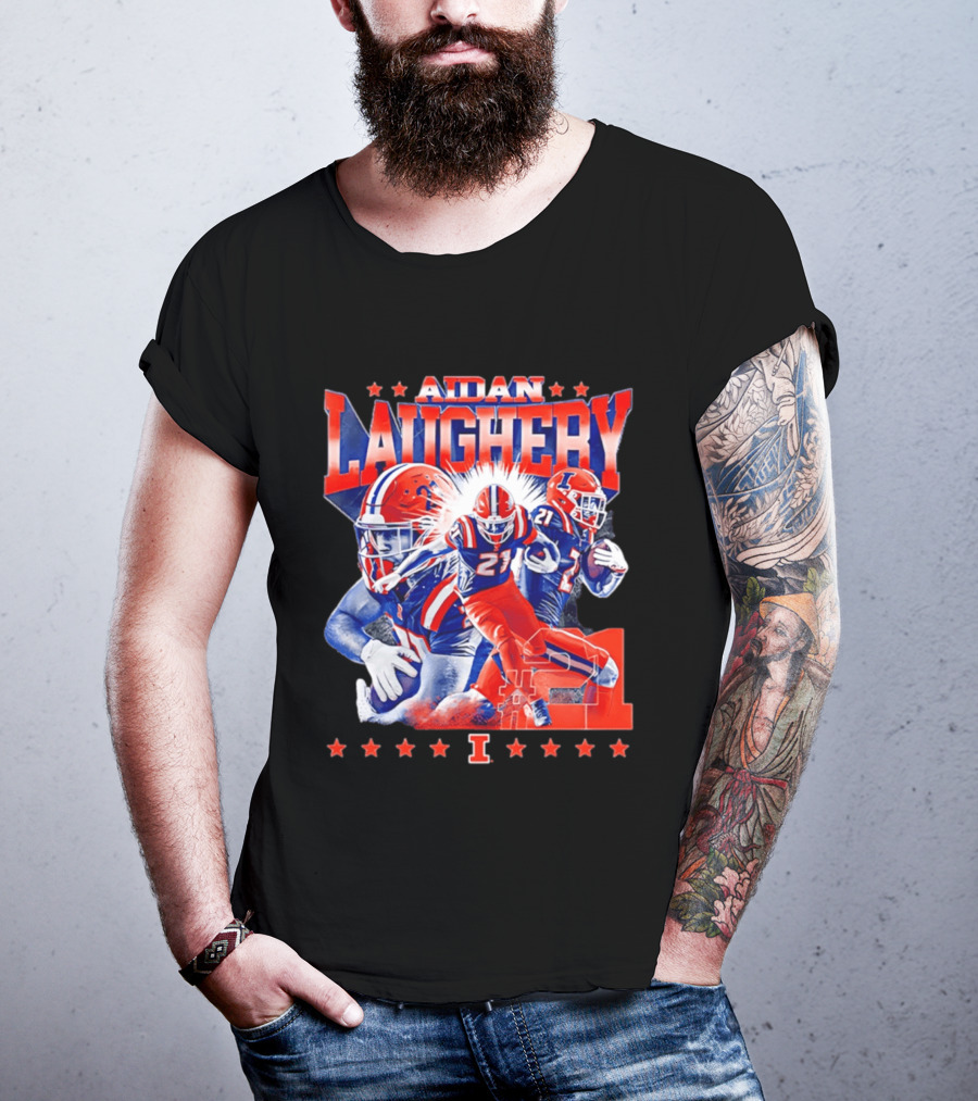 Aidan Laughery Illinois Football NCAA Player 21 Collage T-Shirt