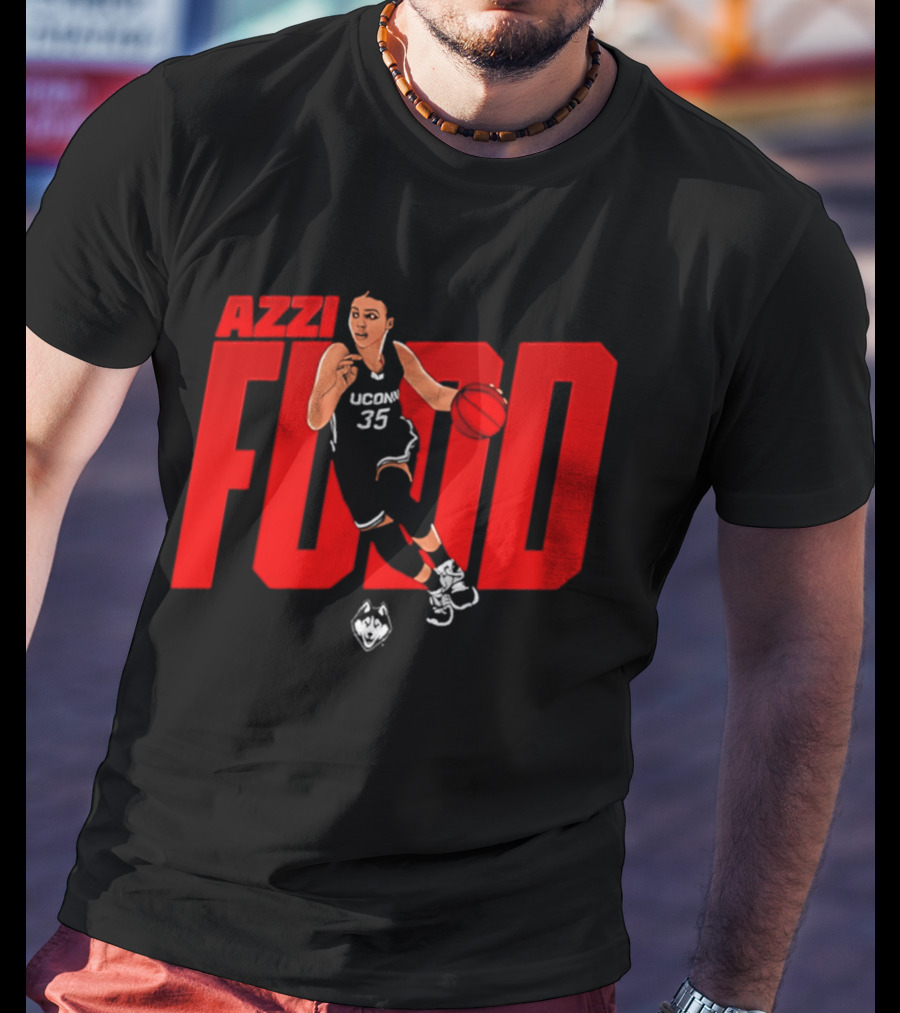 Azzi Fudd UConn 35 Basketball NCAA Fudd Red Block T-Shirt